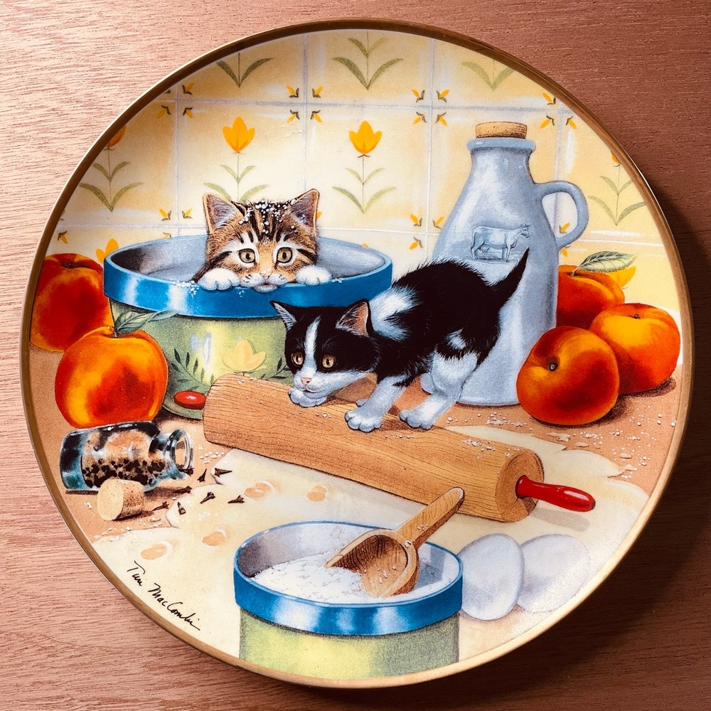 Franklin Mint Collector Plate, Cooking Up Trouble, Cats, Signed